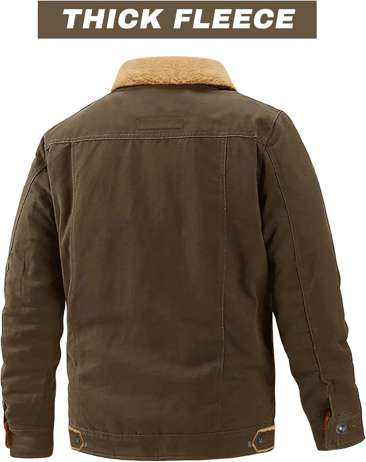 EKLENTSON Men's Winter Jacket Thick Thermal Cotton Warm Fleece Lined Coat Trucker Lapel Work Cargo Jackets for Men