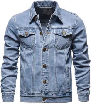 Fashion Mens Denim Trucker Jackets Slim Fit Mens Jeans Jacket Cotton Outwear Coat Long Sleeve Plus Size Male