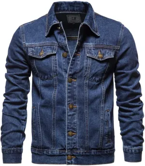 Fashion Mens Denim Trucker Jackets Slim Fit Mens Jeans Jacket Cotton Outwear Coat Long Sleeve Plus Size Male