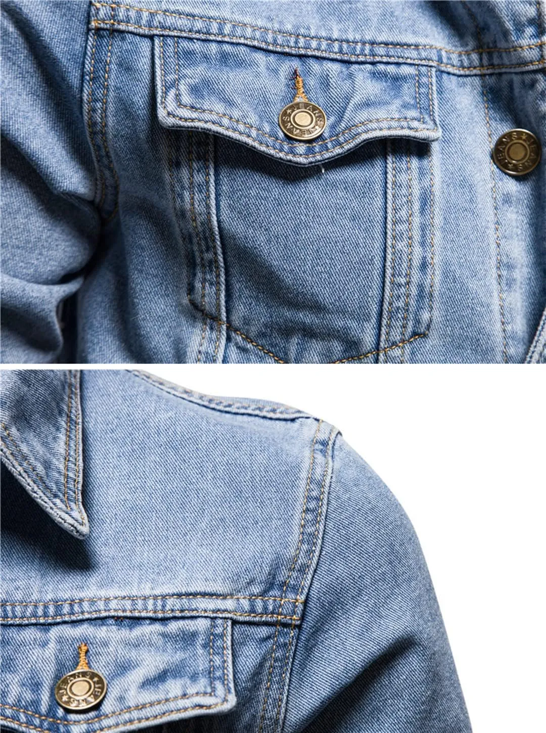 Fashion Mens Denim Trucker Jackets Slim Fit Mens Jeans Jacket Cotton Outwear Coat Long Sleeve Plus Size Male