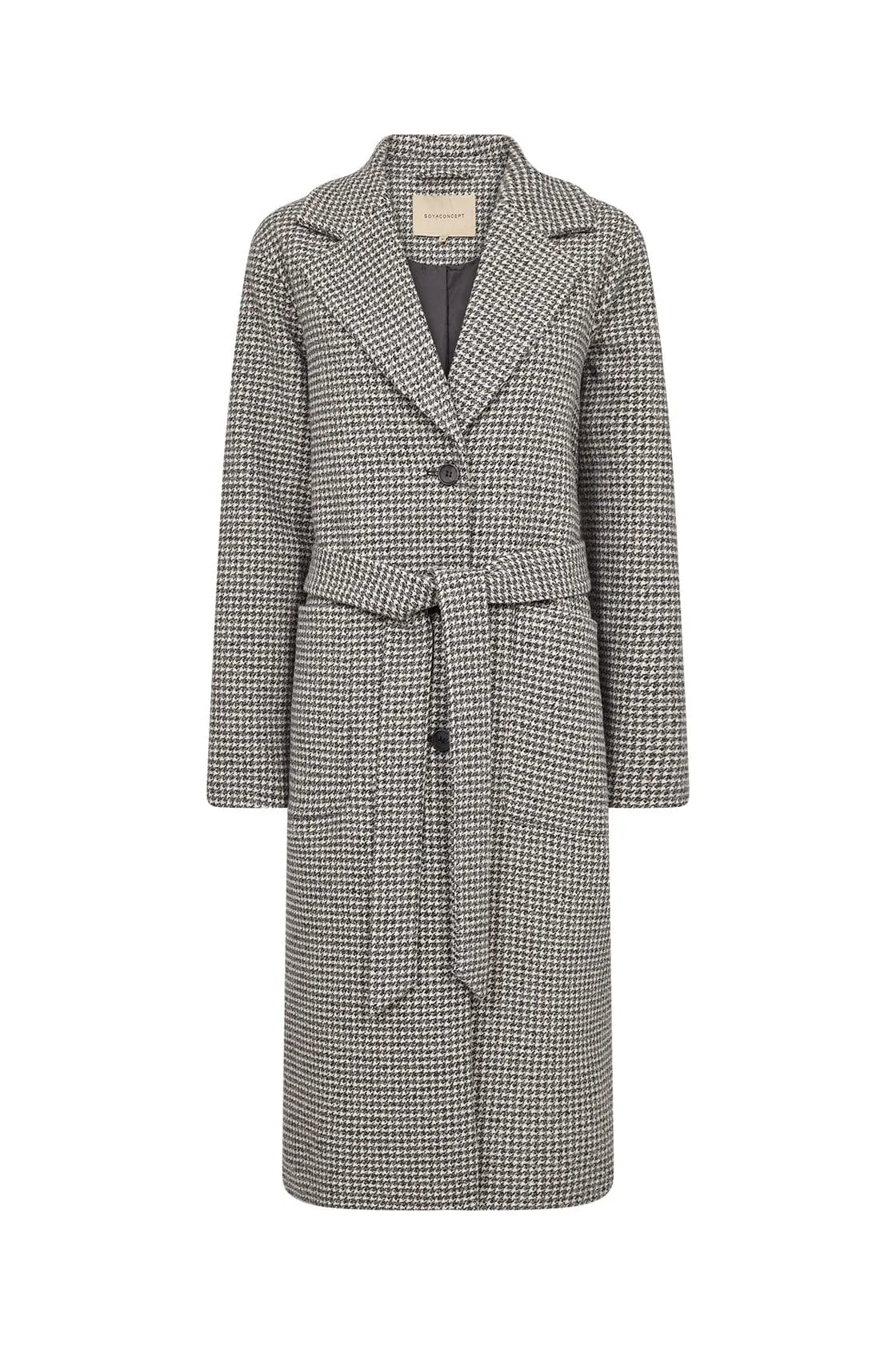 Felisia Wool Blend Houndstooth Coat - Black Combi