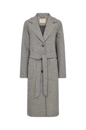 Felisia Wool Blend Houndstooth Coat - Black Combi
