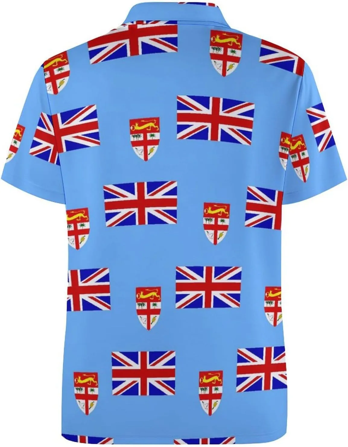 Fiji Flag Mosaic Mens Polo Shirts Quick Dry Short Sleeve T-shirts Slim Tennis Collared Tees Tops