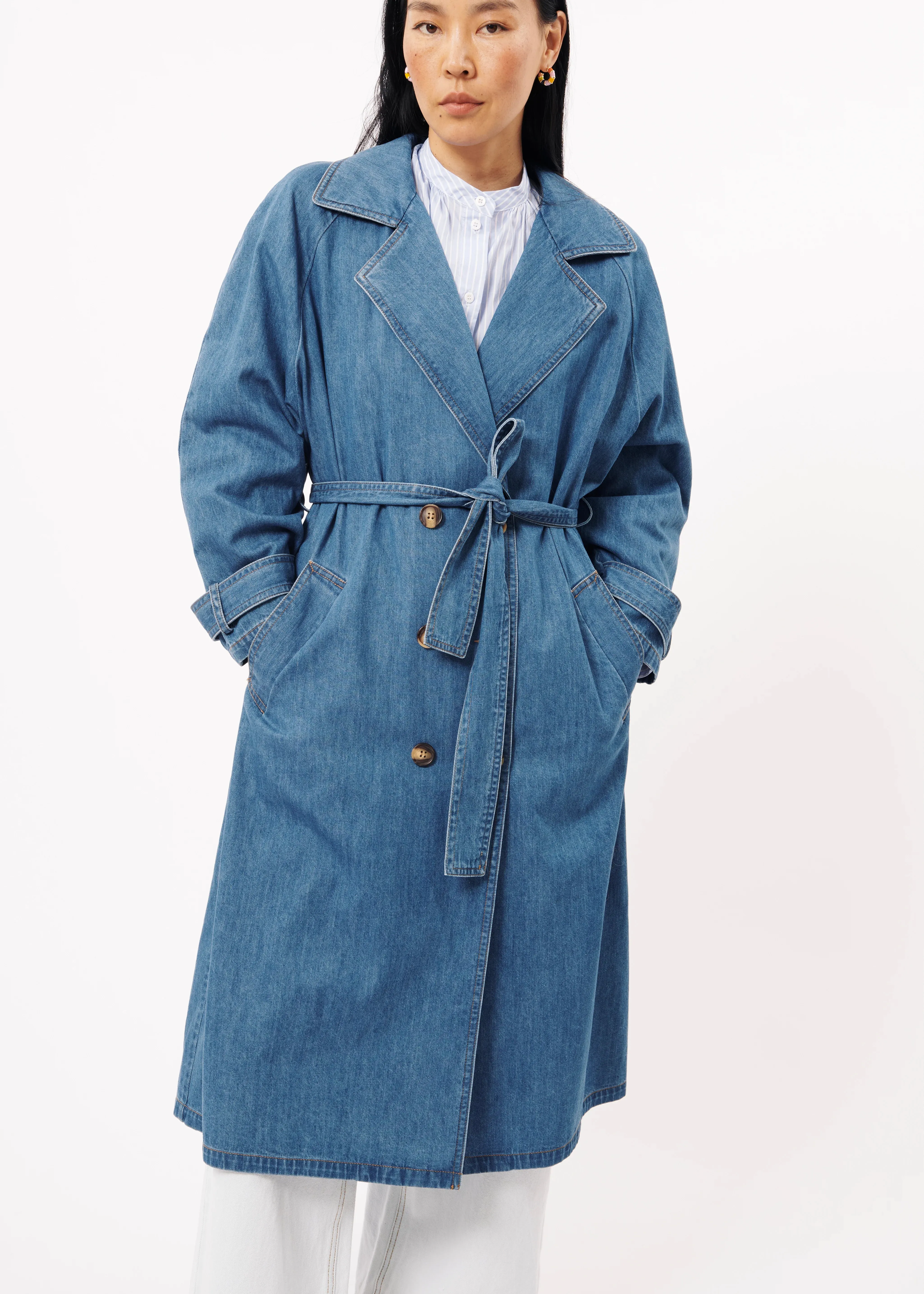 FRNCH | Daly Denim Trench Coat | Blue