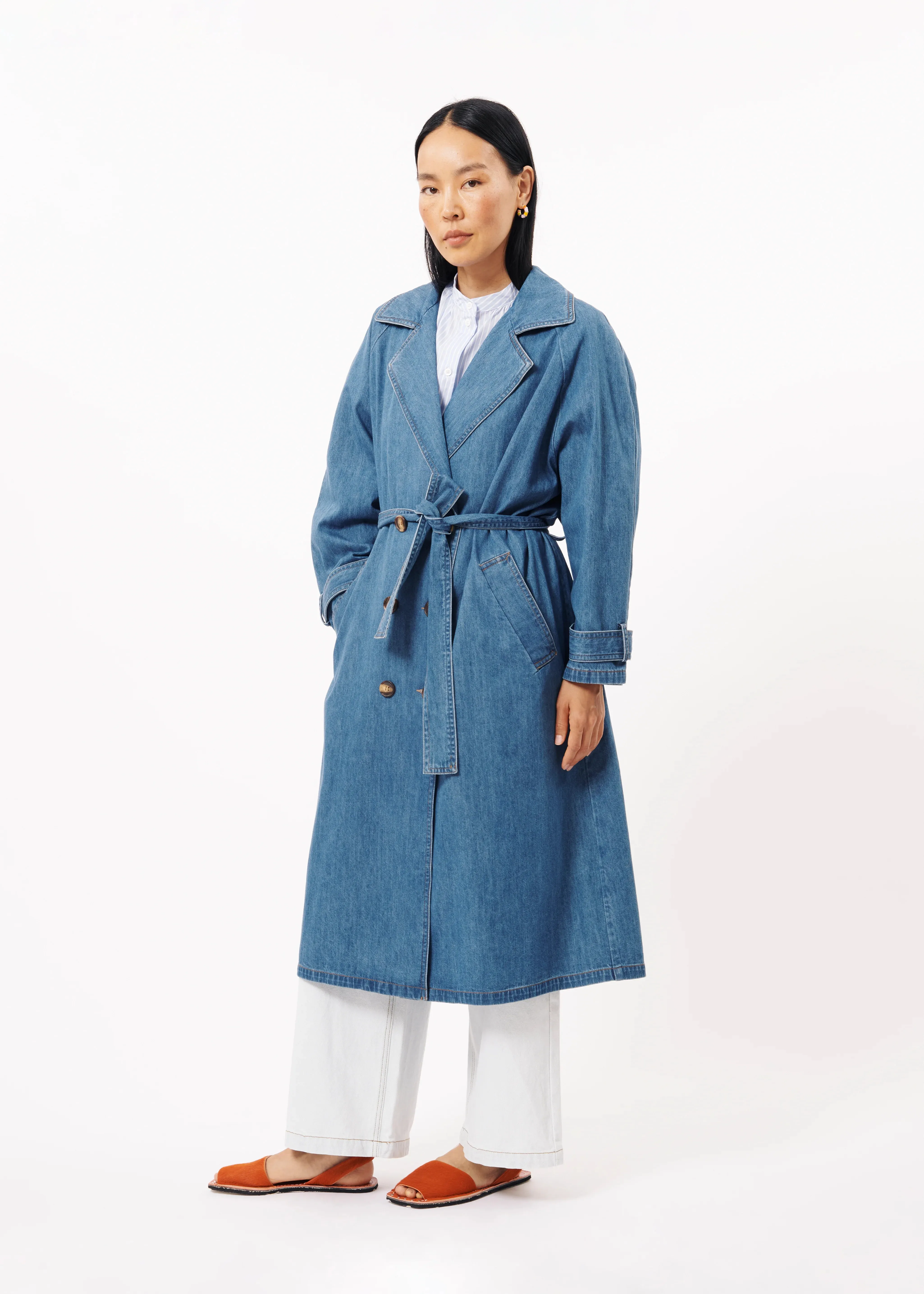 FRNCH | Daly Denim Trench Coat | Blue