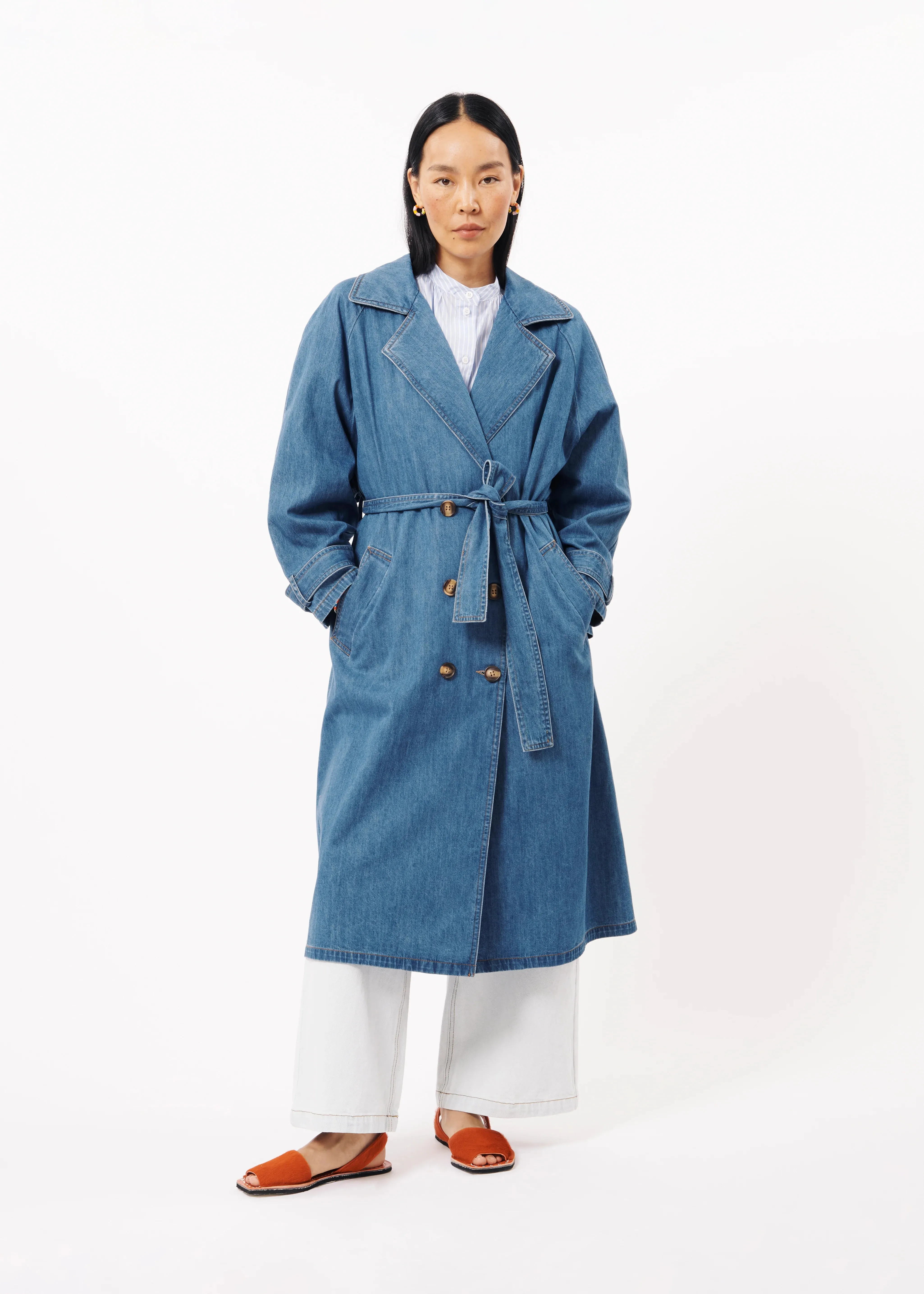 FRNCH | Daly Denim Trench Coat | Blue