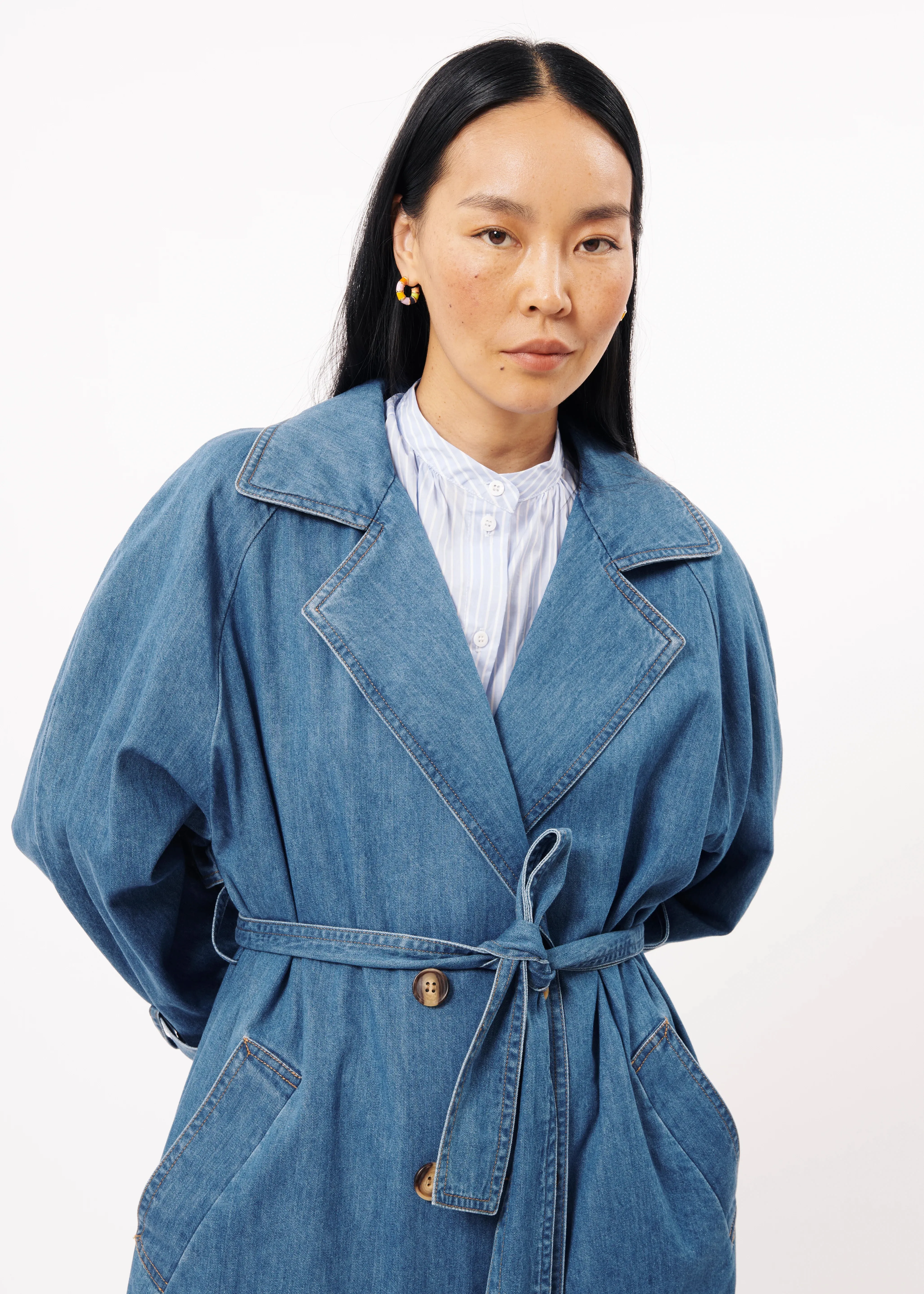 FRNCH | Daly Denim Trench Coat | Blue