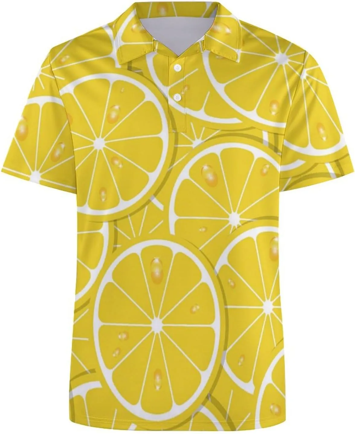 Fruit Lemon Slice Mens Polo Shirts Quick Dry Short Sleeve T-shirts Slim Tennis Collared Tees Tops