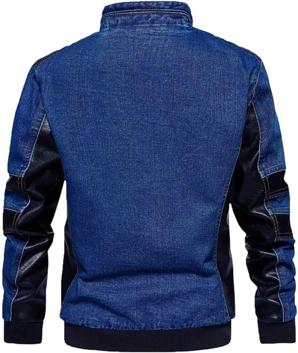 FTIMILD Mens Denim Jacket with Pu Leather Patchwork Biker Jacket with Detachable Hood Jean Jacket with Multiple Pockets