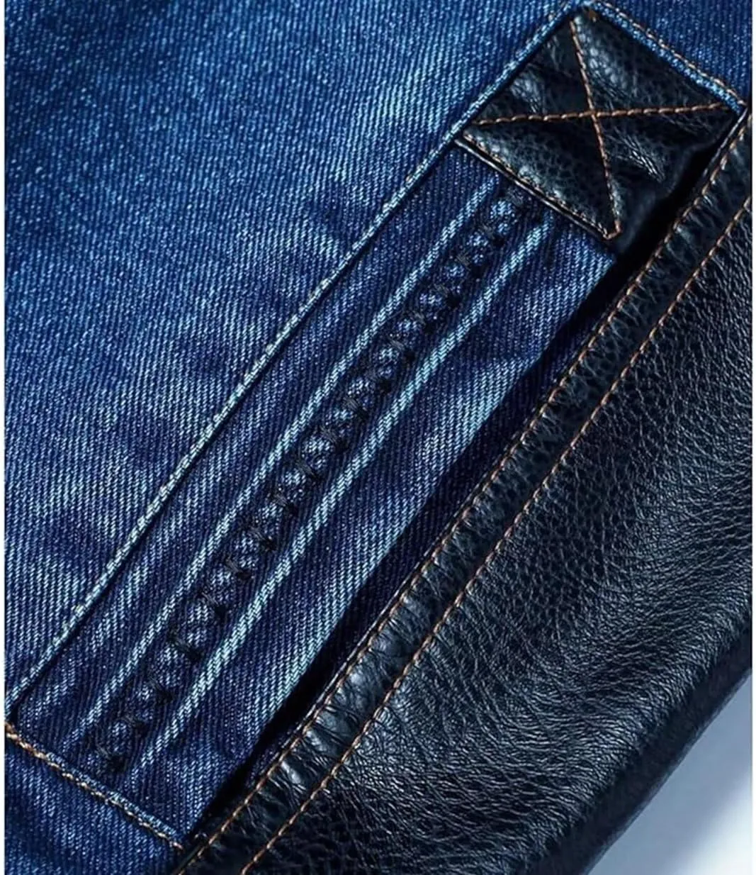 FTIMILD Mens Denim Jacket with Pu Leather Patchwork Biker Jacket with Detachable Hood Jean Jacket with Multiple Pockets