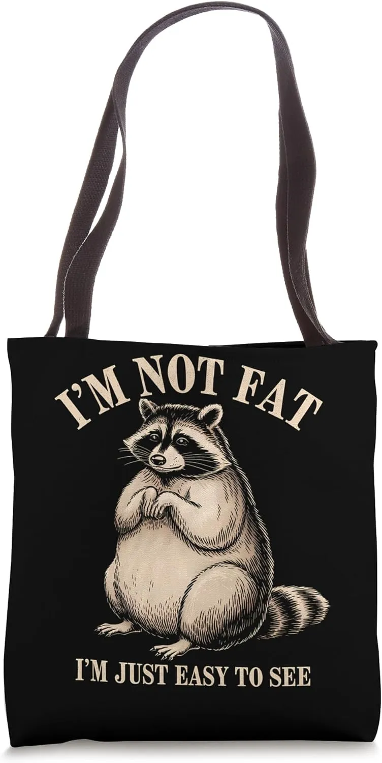 Funny Raccoon Chubby Animal Humor Cozy Lazy Tote Bag