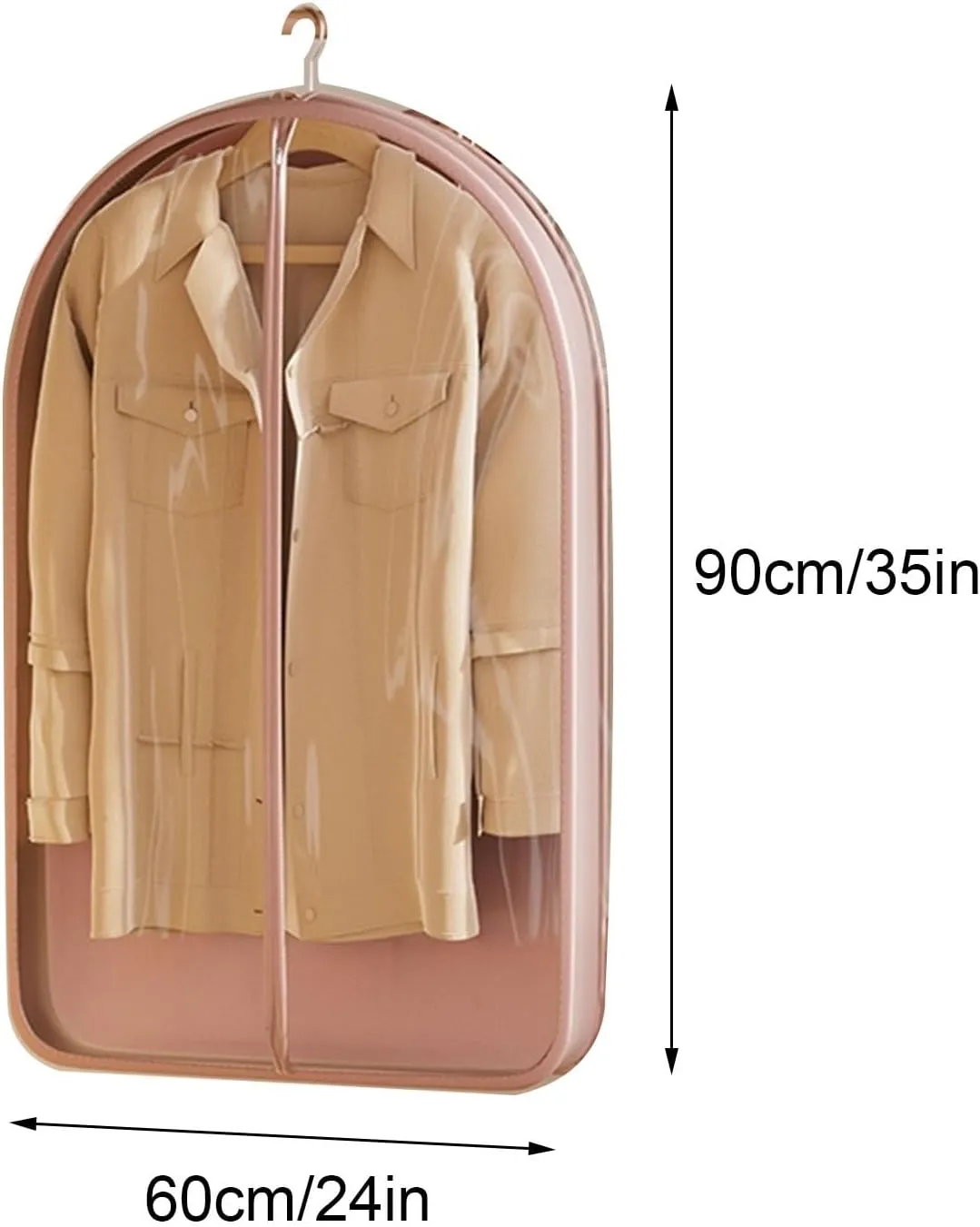 Garment Bag, Clothes Covers Protecting Dusts, Extra Large Transparent Window for Wardrobe Hanging, Suitable for Suits, Shirts, Jackets(Pink)