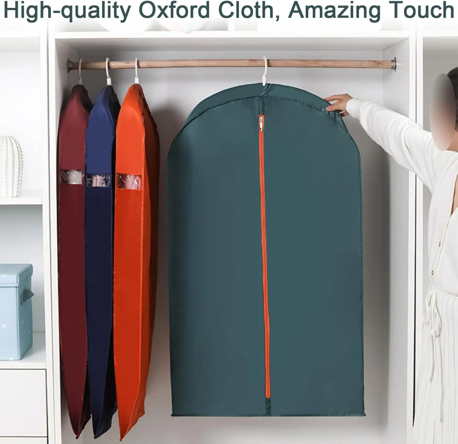 Garment Bags for Hanging Clothes, Clothes Cover for Hangings, Made of Oxford Cloth with Side Windows, Suitable for Suits, Jackets(Red)