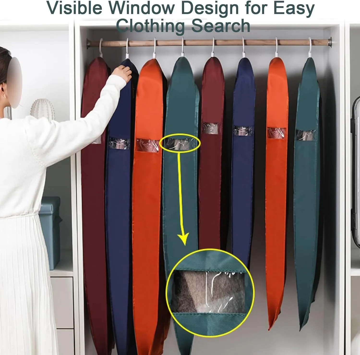 Garment Bags for Hanging Clothes, Clothes Cover for Hangings, Made of Oxford Cloth with Side Windows, Suitable for Suits, Jackets(Red)