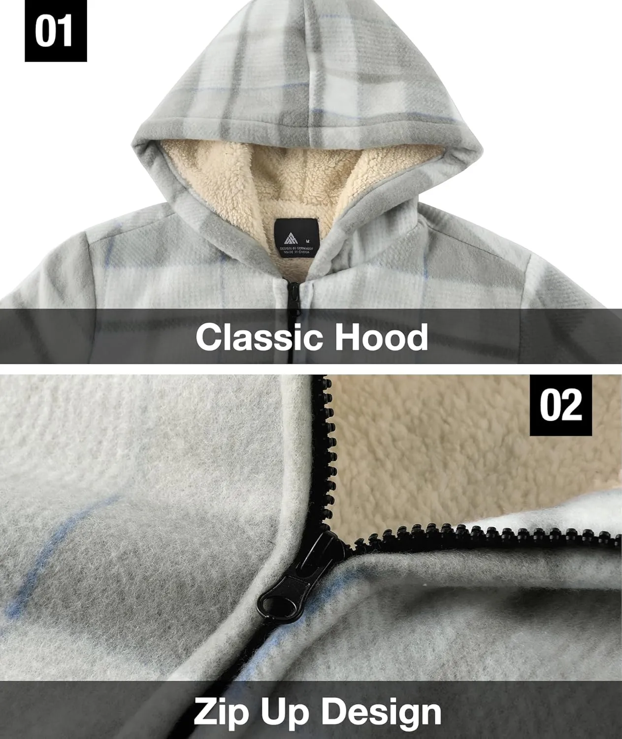 GEEK LIGHTING Boys Flannel Jacket Sherpa Lined Hoodies Zip Up Fleece Plaid Shirt Jackets Winter Outdoor Coat Warm