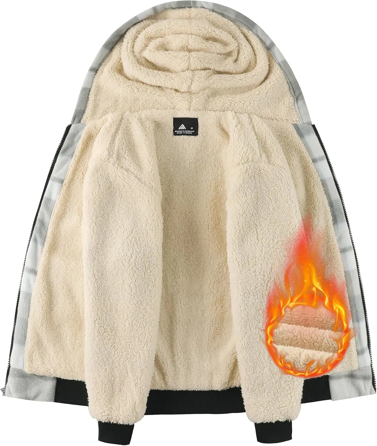 GEEK LIGHTING Boys Flannel Jacket Sherpa Lined Hoodies Zip Up Fleece Plaid Shirt Jackets Winter Outdoor Coat Warm