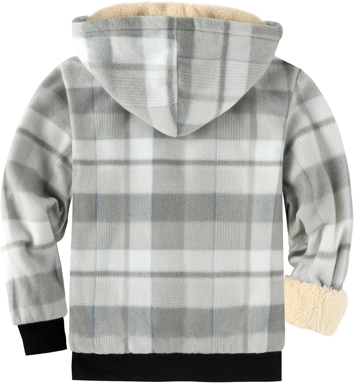GEEK LIGHTING Boys Flannel Jacket Sherpa Lined Hoodies Zip Up Fleece Plaid Shirt Jackets Winter Outdoor Coat Warm