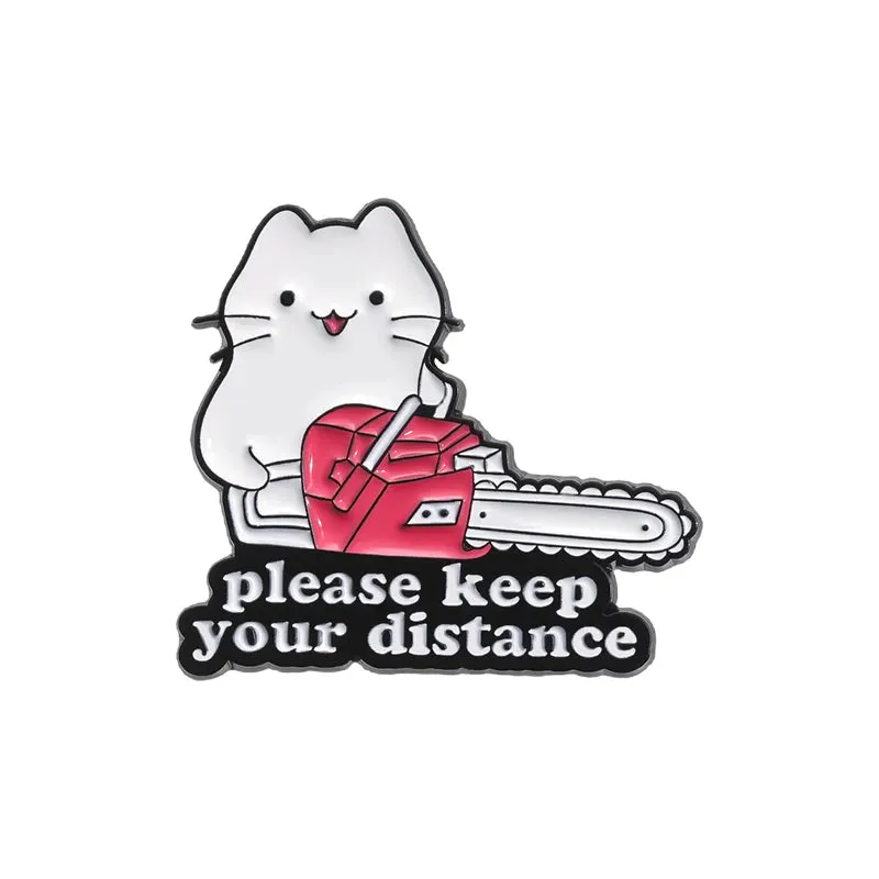 Go Away I'm Introverting Cute Cat Enamel Pins Cartoon Animal Kitten Brooches Mental Health Quotes Lapel Badge Accessories Gift
