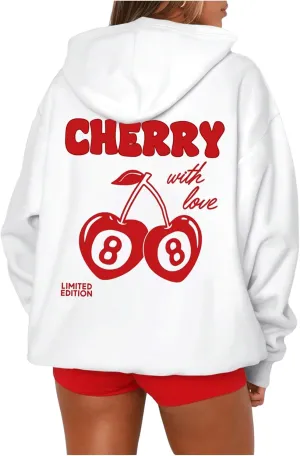 GORGLITTER Women's Cute Cherry Graphic Hoodies Pullover Aesthetic Preppy Hooded Sweatshirts