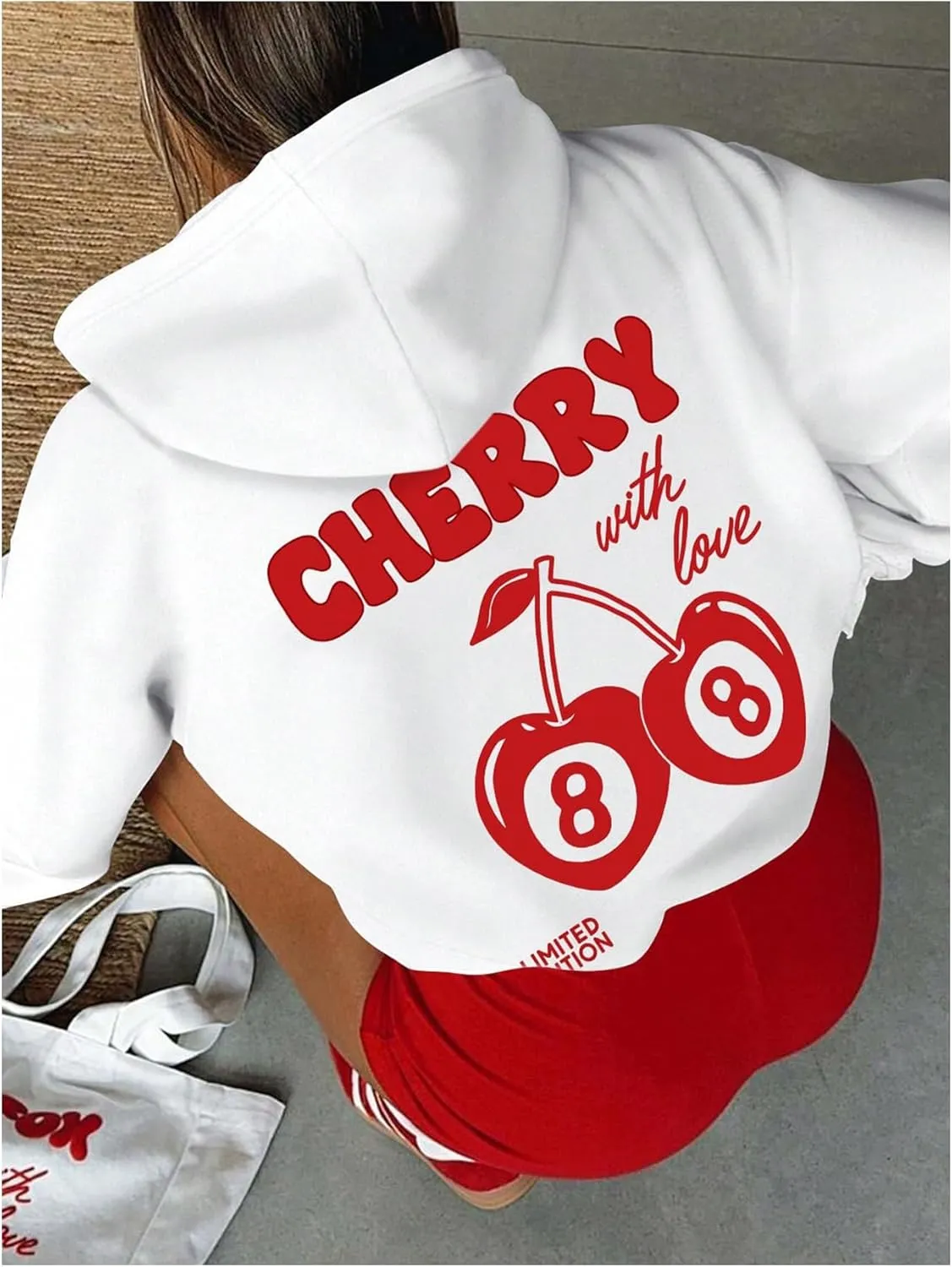 GORGLITTER Women's Cute Cherry Graphic Hoodies Pullover Aesthetic Preppy Hooded Sweatshirts
