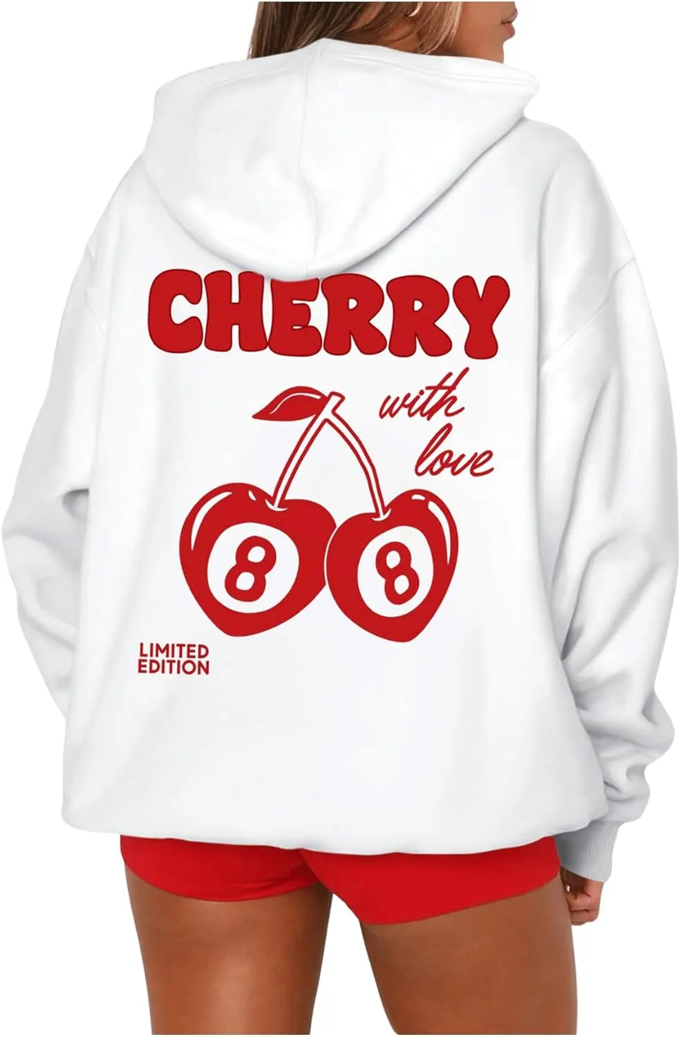 GORGLITTER Women's Cute Cherry Graphic Hoodies Pullover Aesthetic Preppy Hooded Sweatshirts