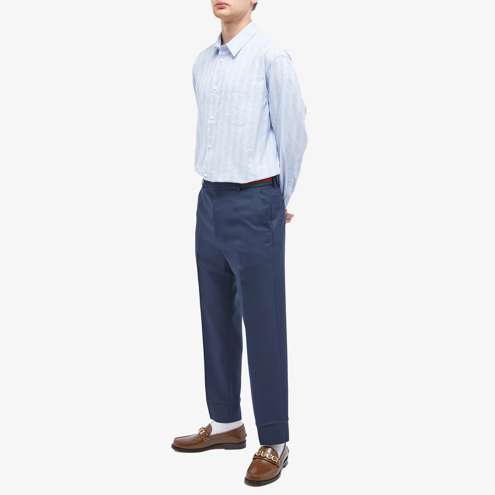 Gucci Tape Waistband Pants, navy blue