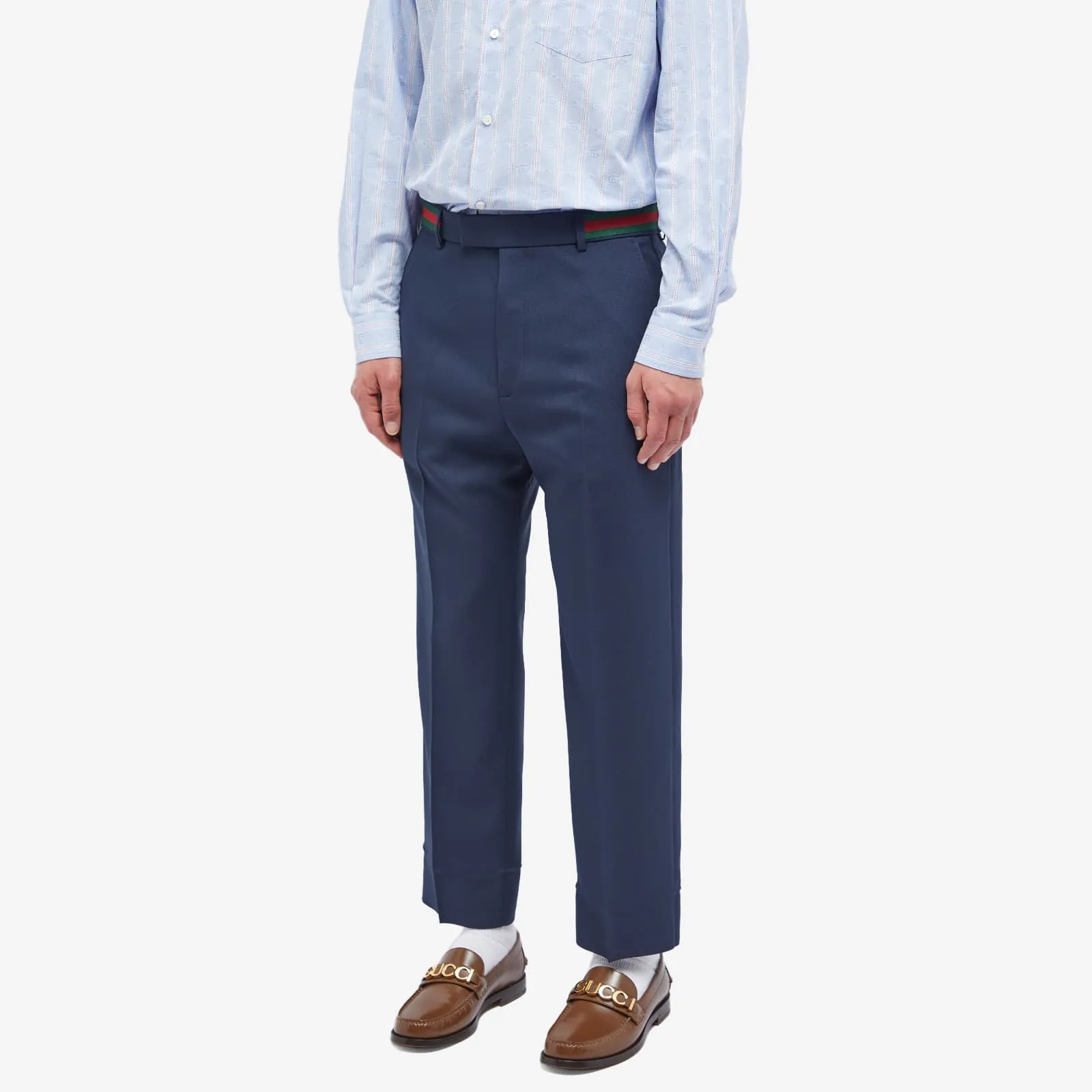 Gucci Tape Waistband Pants, navy blue