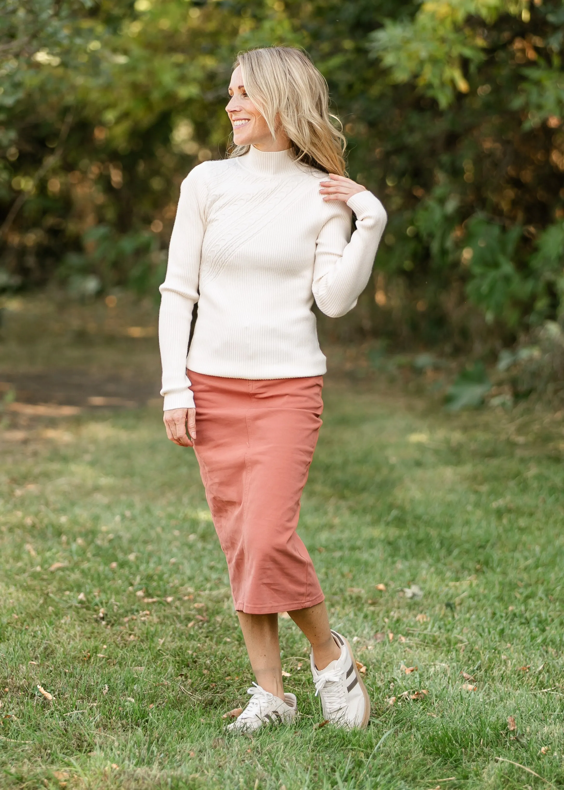 Harlow Mockneck Long Sleeve Multi Knit Top - FINAL SALE