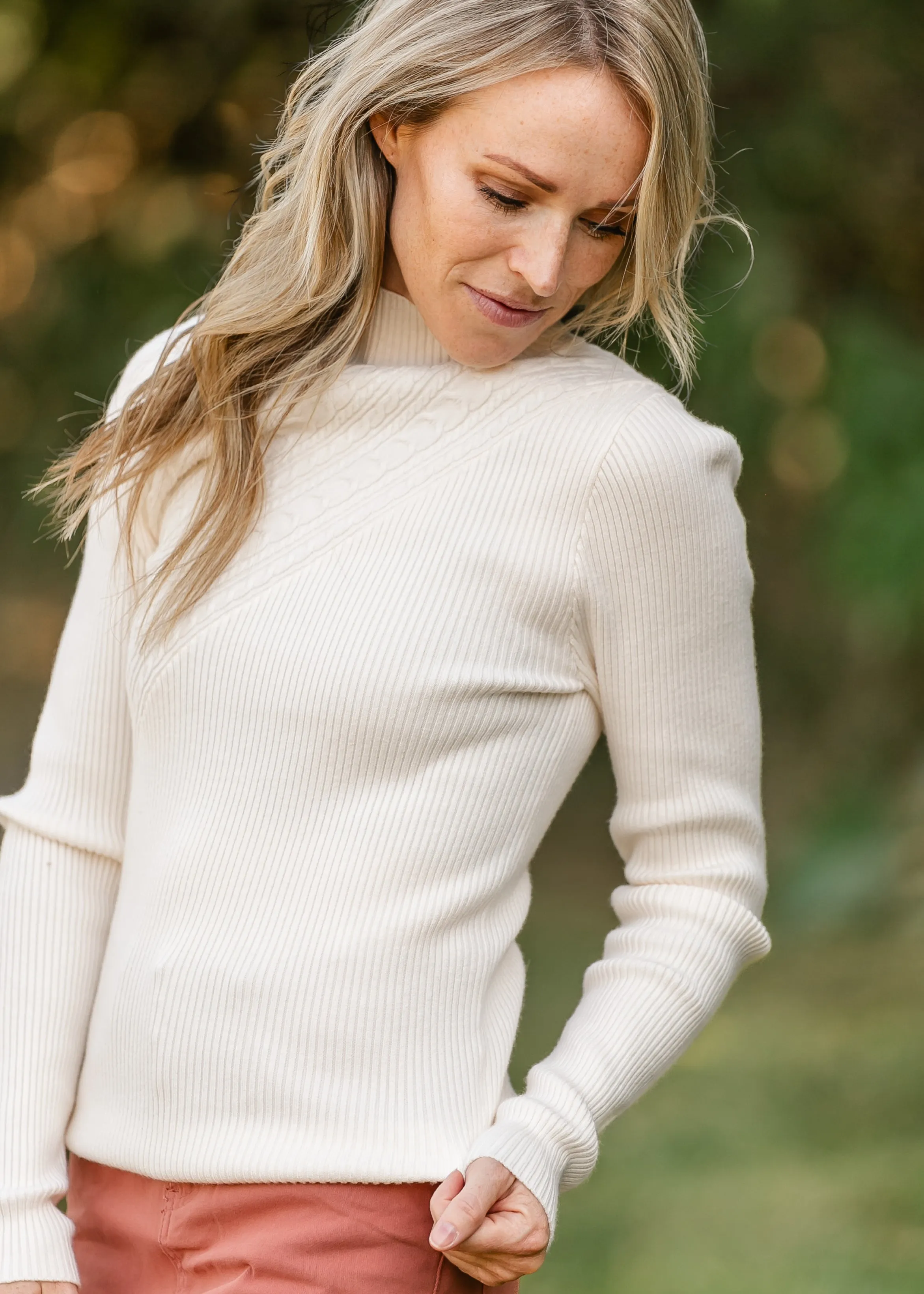 Harlow Mockneck Long Sleeve Multi Knit Top - FINAL SALE