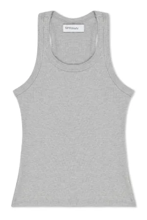Heather Grey Rib Fitted Scooped Tank