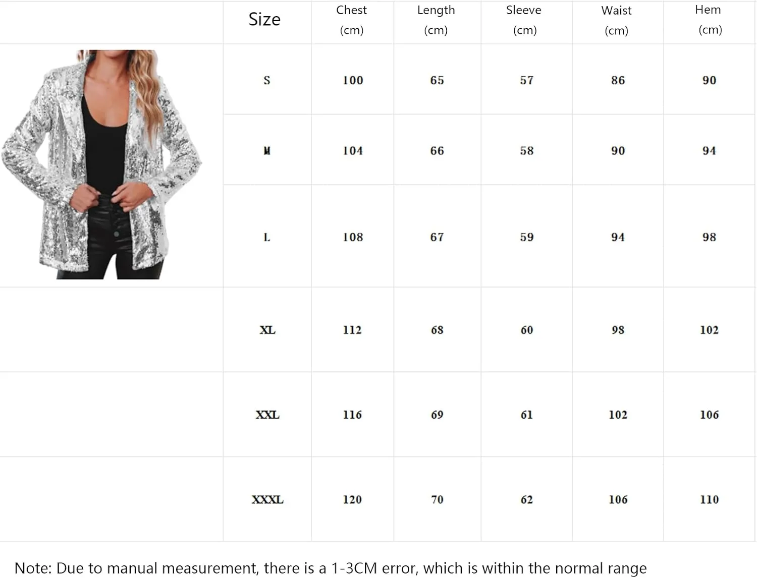 Helluva Boss Women's Sequin Jackets Open Front Blazer Shiny Jacket Casual Long Sleeve Sparkly Cardigan Coat