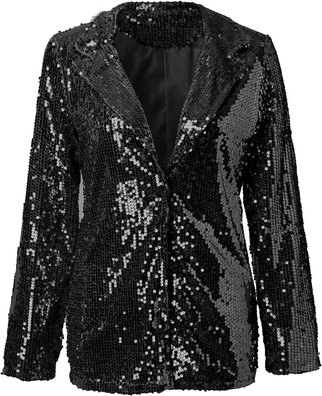 Helluva Boss Women's Sequin Jackets Open Front Blazer Shiny Jacket Casual Long Sleeve Sparkly Cardigan Coat
