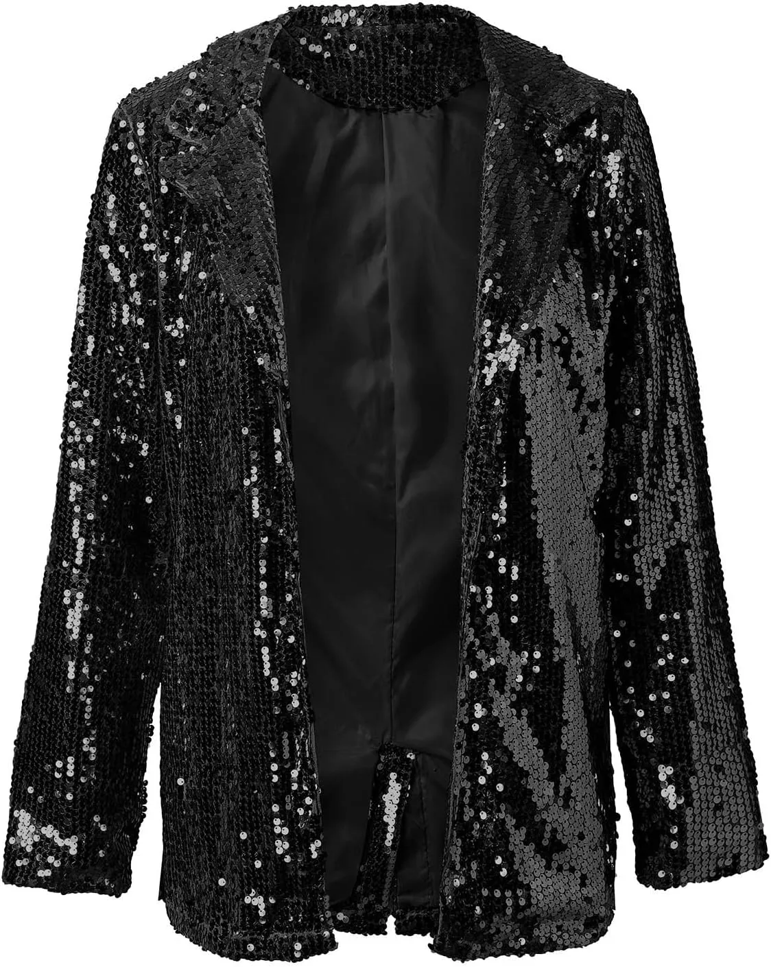 Helluva Boss Women's Sequin Jackets Open Front Blazer Shiny Jacket Casual Long Sleeve Sparkly Cardigan Coat