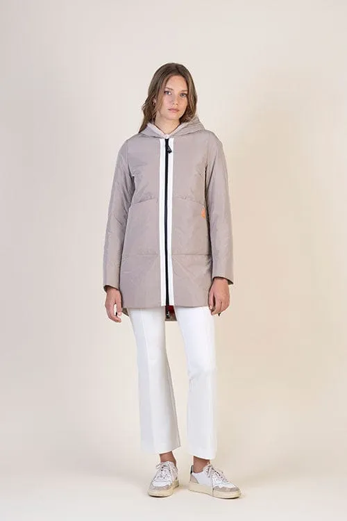 Hongo Stripe Faux Fur Hooded Coat