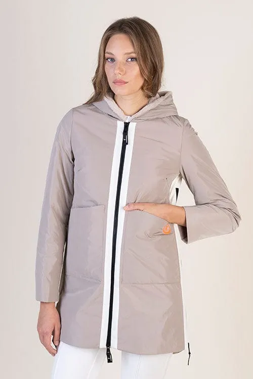 Hongo Stripe Faux Fur Hooded Coat