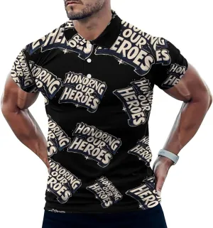 Honoring Our Heroes Mens Polo Shirts Quick Dry Short Sleeve T-shirts Slim Tennis Collared Tees Tops