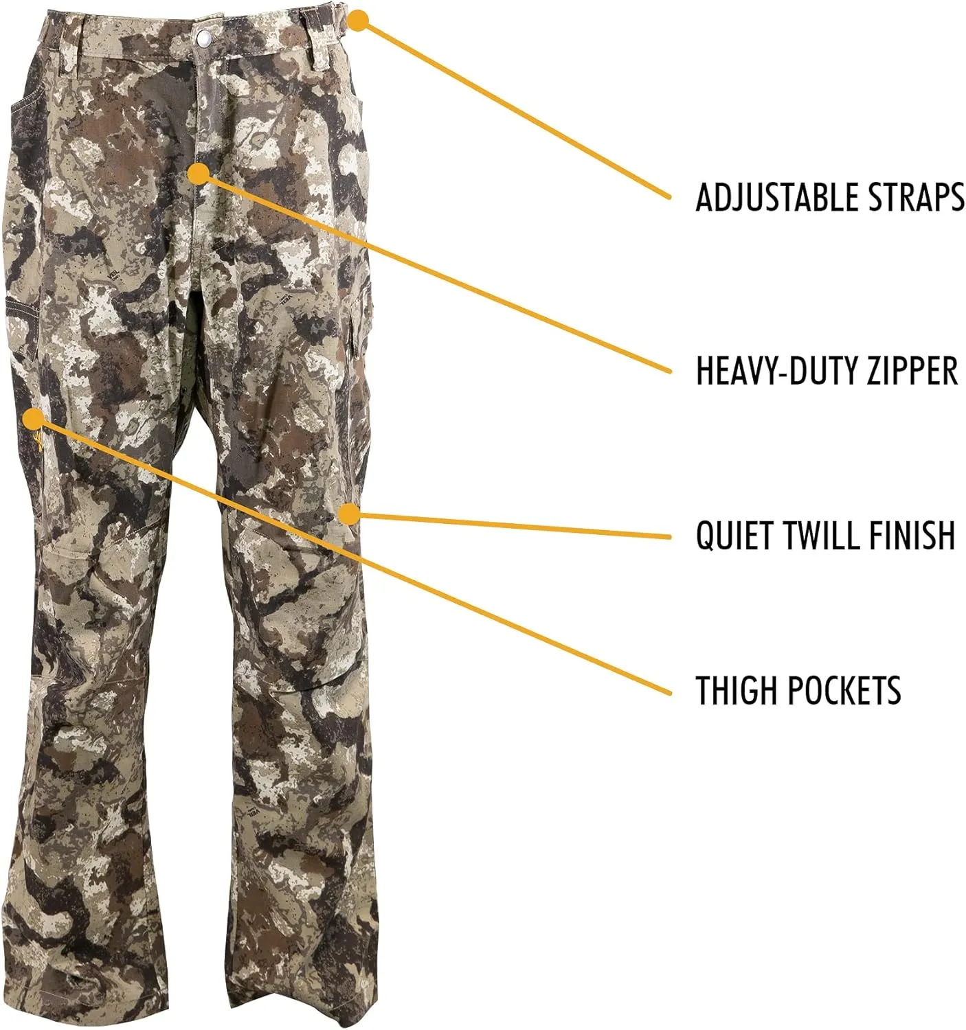 HOT SHOT Mens Camo Performance Pant, Multi-Pocket Adjustable Waist Pants, Comfortable Year-Round Deer Hunting Gear for Men
