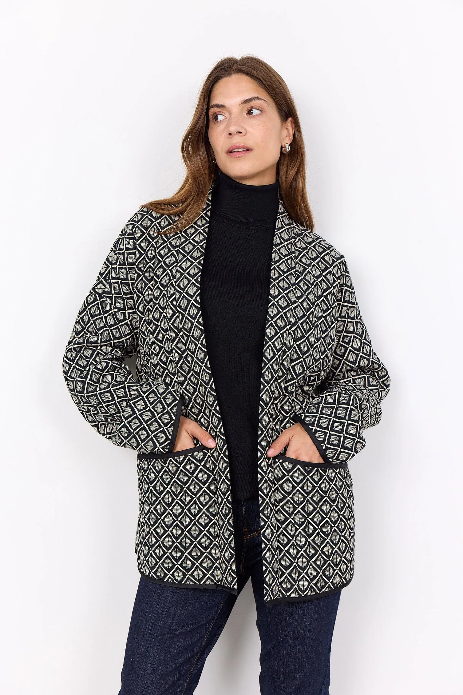 Isola Geometric Quilted Jacket - Black Combi