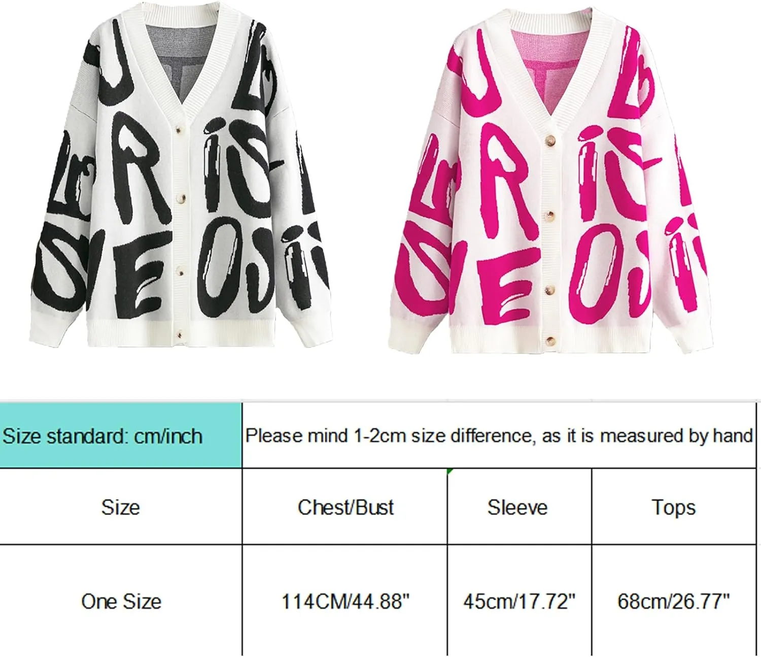 JASCLS Women's Cable Knit Long Sleeve Cardigan V-Neck Button Down Embroidery Chunky Oversized Sweater Outwear