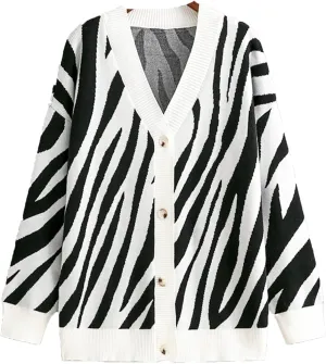 JASCLS Women's Cable Knit Long Sleeve Cardigan V-Neck Button Down Embroidery Chunky Oversized Sweater Outwear