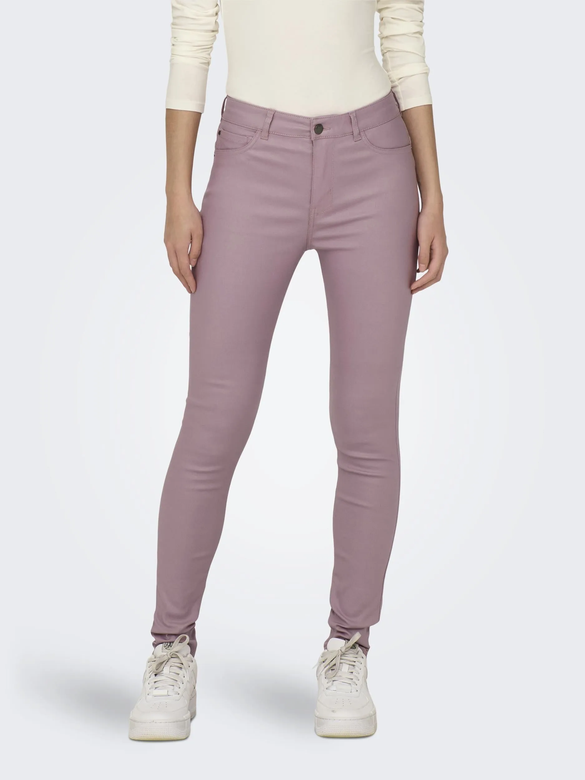 JDY New Thunder Hi Waist Skinny Coated Trousers Regular 32" Leg-WOODROSE