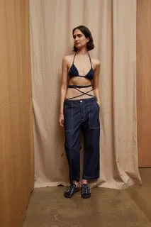 Jejia Straight Leg Trousers in Denim