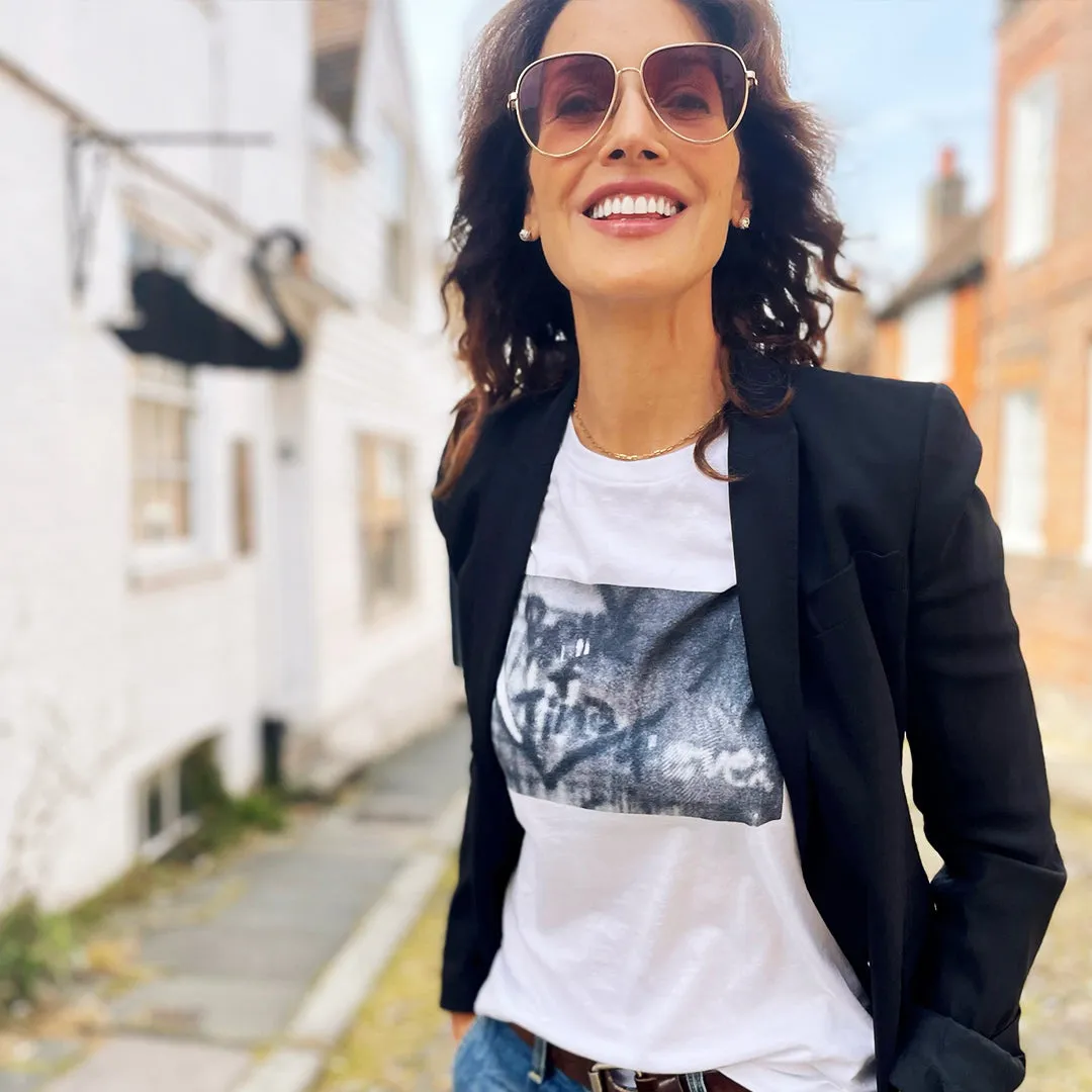 Jennifer Beals' "Bette & Tina 4 Ever" Tee in White