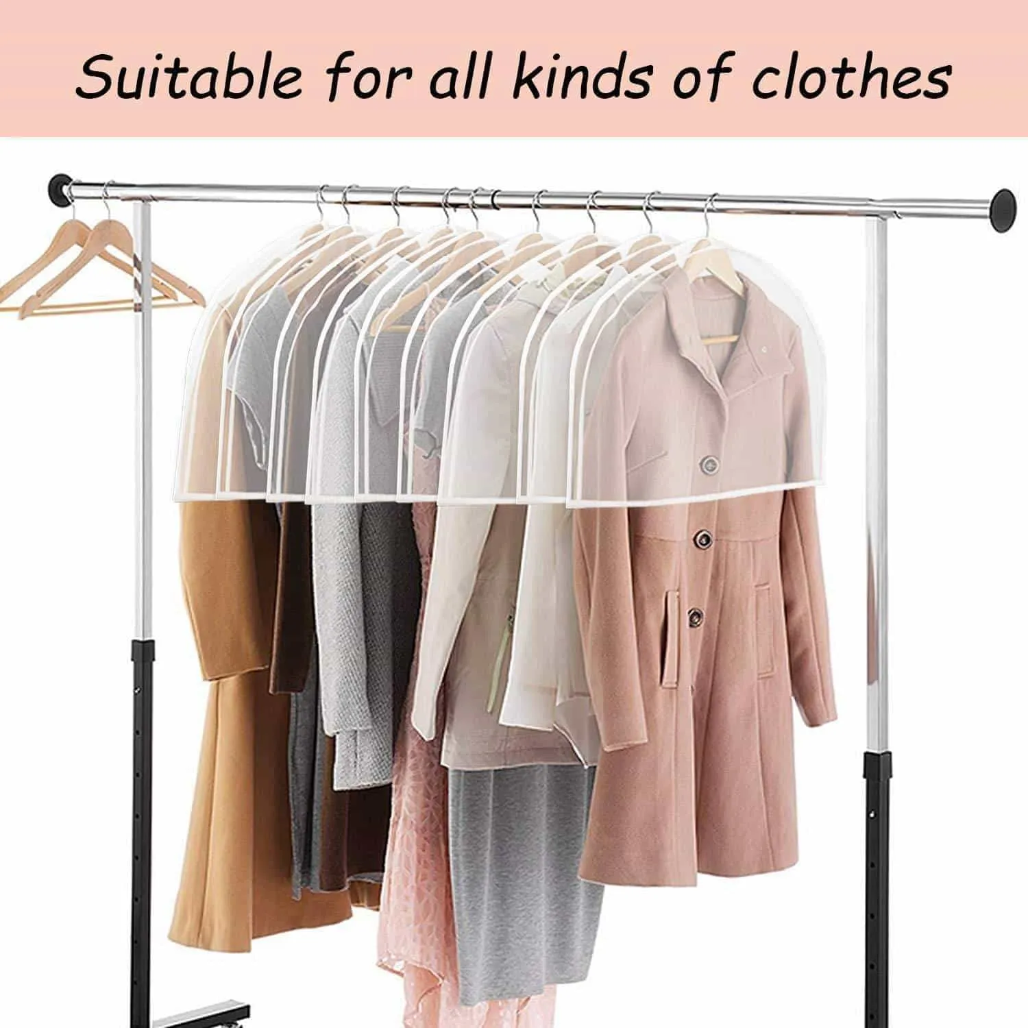 KEEGH Garment Shoulder Covers Bag(Set of 12) Breathable Closet Suit Organizer Prevent Clothes Shoulder from Dust, 2" Gusset Hold More Coats, Jackets, Dress