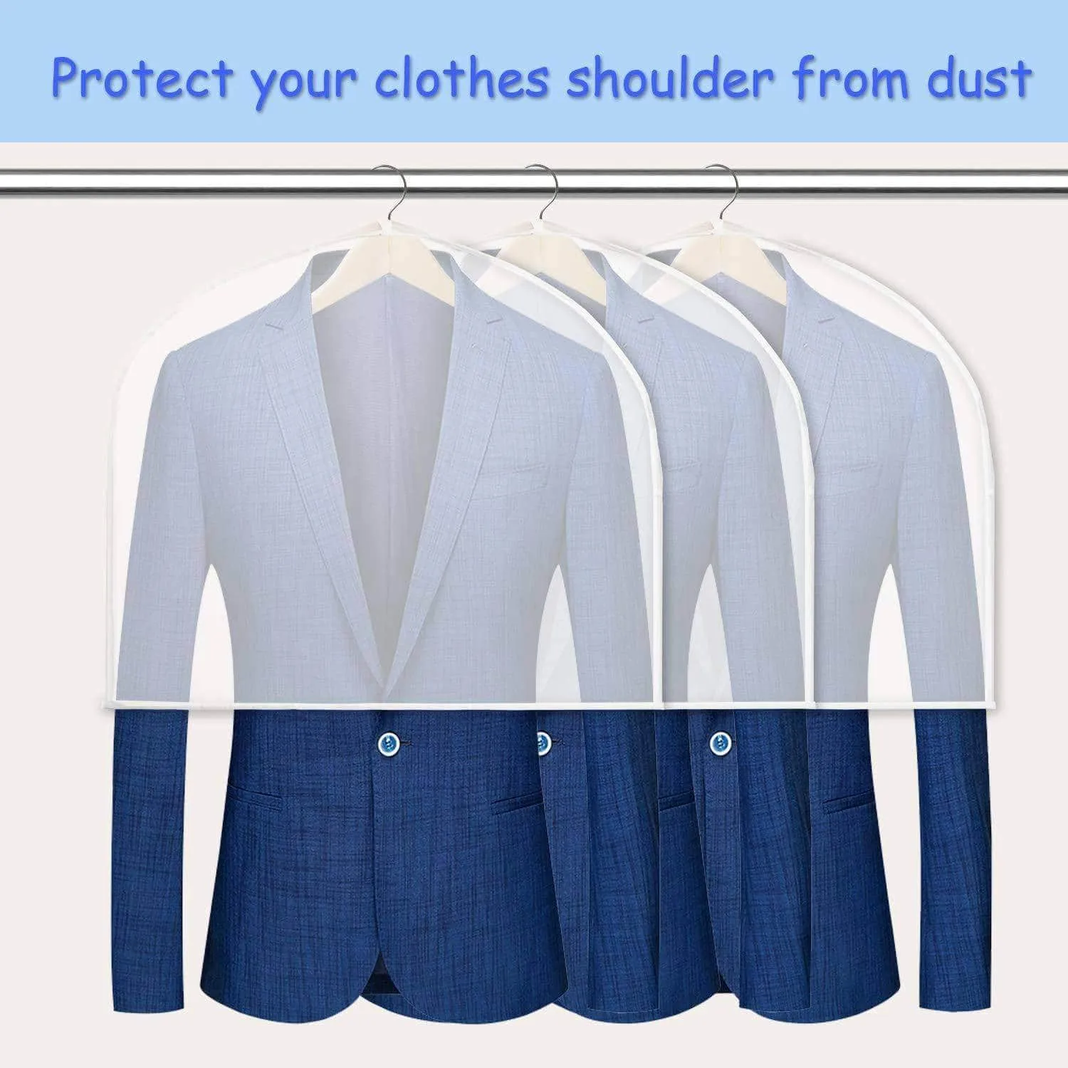 KEEGH Garment Shoulder Covers Bag(Set of 12) Breathable Closet Suit Organizer Prevent Clothes Shoulder from Dust, 2" Gusset Hold More Coats, Jackets, Dress