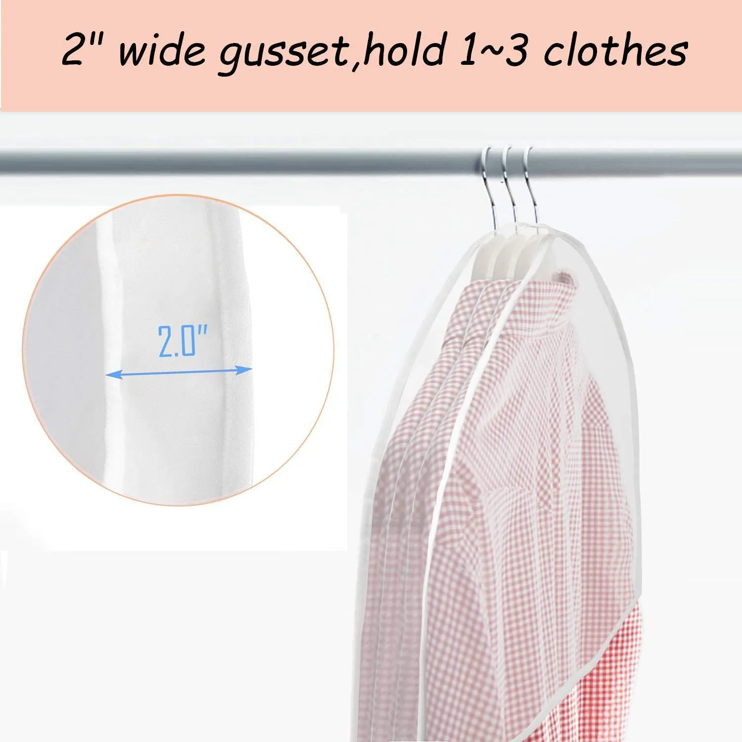 KEEGH Garment Shoulder Covers Bag(Set of 12) Breathable Closet Suit Organizer Prevent Clothes Shoulder from Dust, 2" Gusset Hold More Coats, Jackets, Dress
