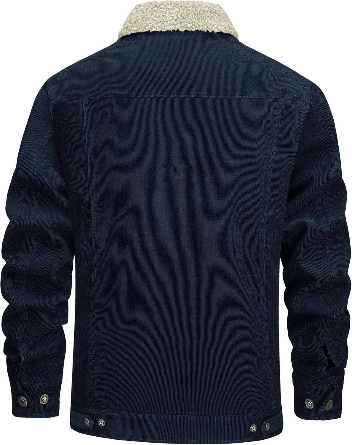 KEFITEVD Men's Corduroy Jacket Sherpa Lined Fleece Trucker Jackets Cotton Turn-down Collar Jacket Warm Winter Coat