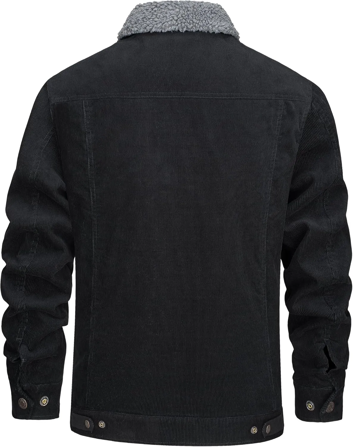 KEFITEVD Men's Corduroy Jacket Sherpa Lined Fleece Trucker Jackets Cotton Turn-down Collar Jacket Warm Winter Coat