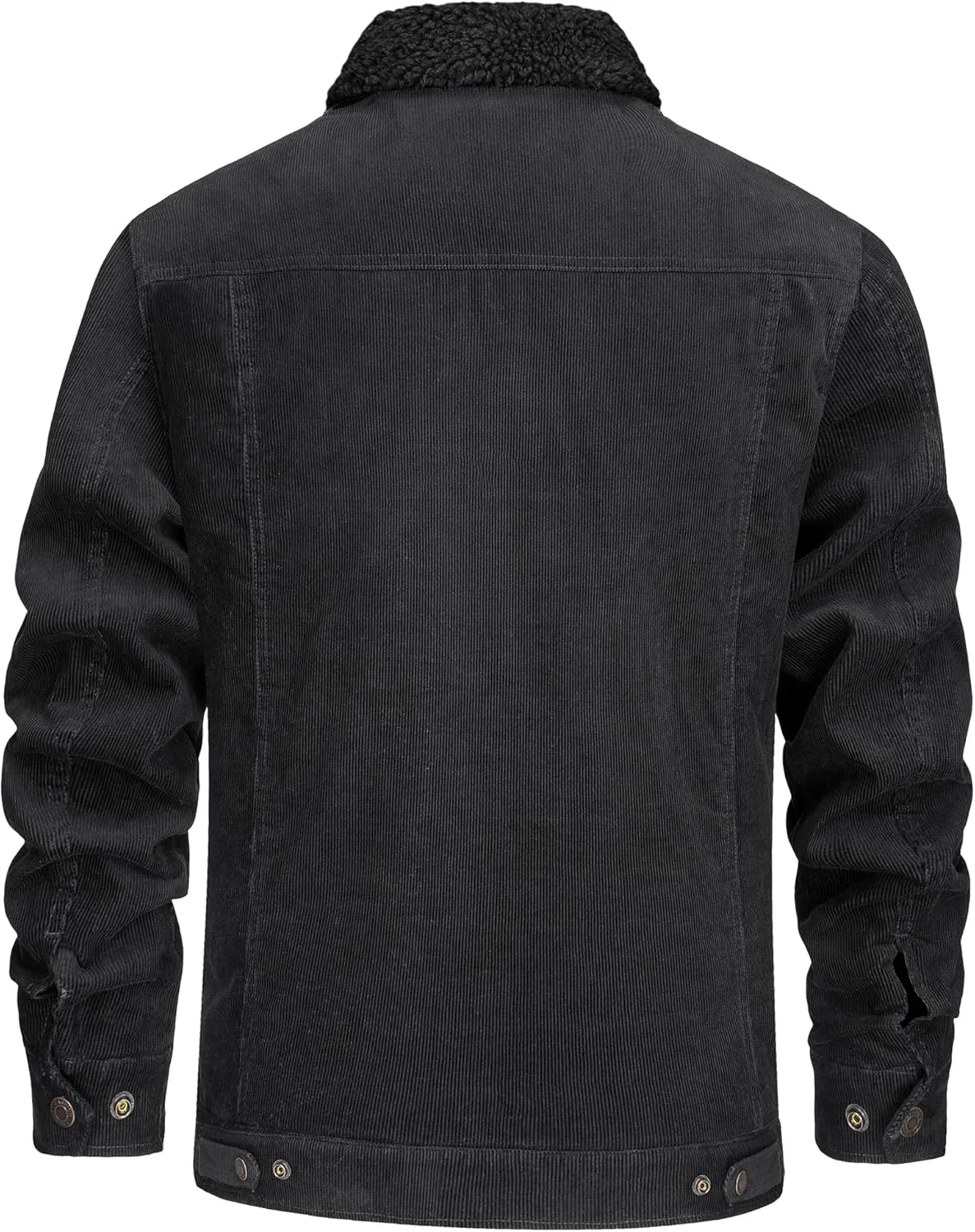 KEFITEVD Men's Corduroy Jacket Sherpa Lined Fleece Trucker Jackets Cotton Turn-down Collar Jacket Warm Winter Coat