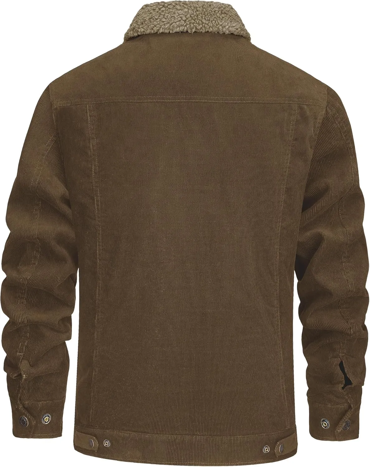 KEFITEVD Men's Corduroy Jacket Sherpa Lined Fleece Trucker Jackets Cotton Turn-down Collar Jacket Warm Winter Coat